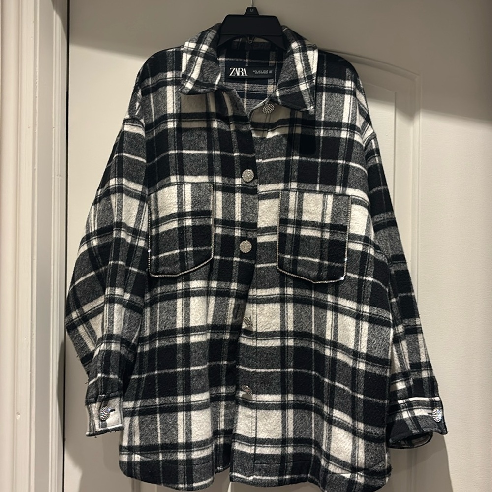 Zara plaid barn jacket size L